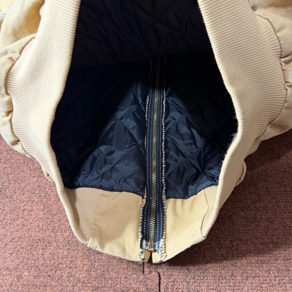 A+ Tan Carhartt J131 Sand Duck Canvas Active Jacket Quilted Lined Hooded Mens XL - Picture 6 of 7